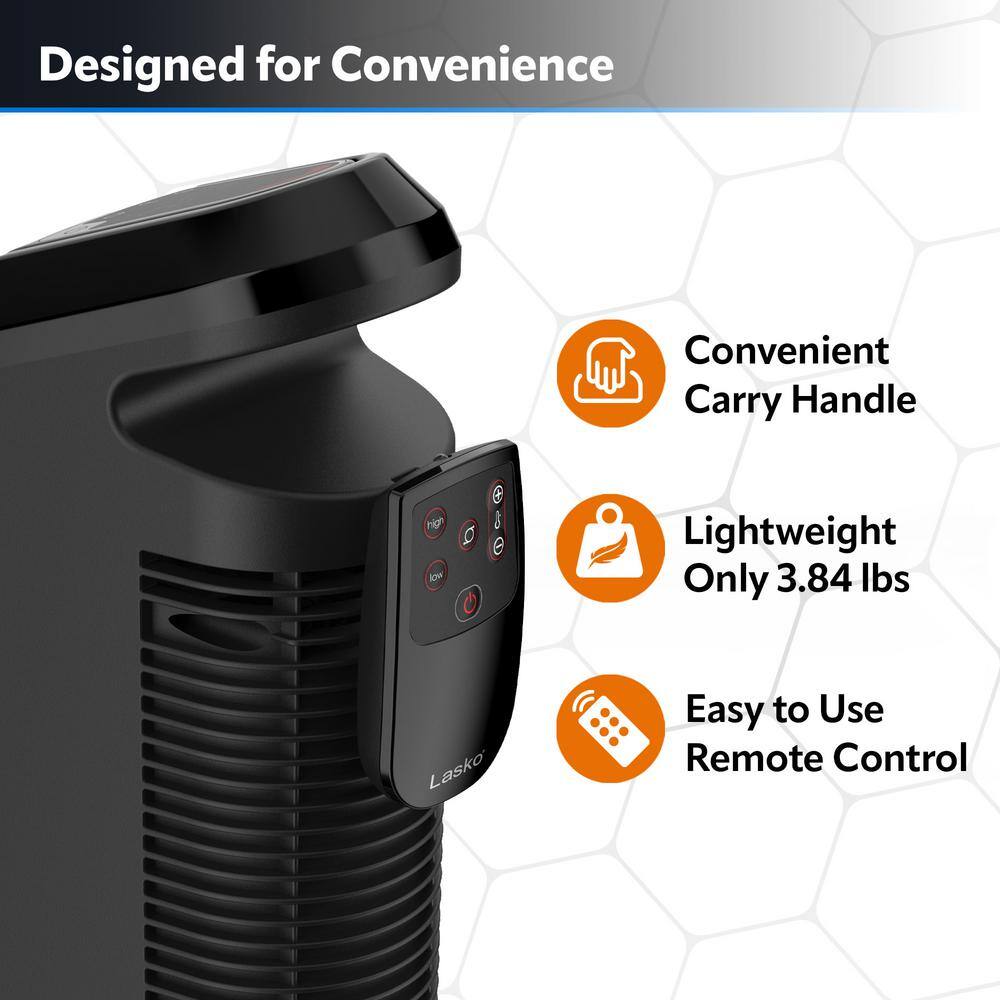 Black Ceramic Tower Heater with Adjustable Thermostat and Remote