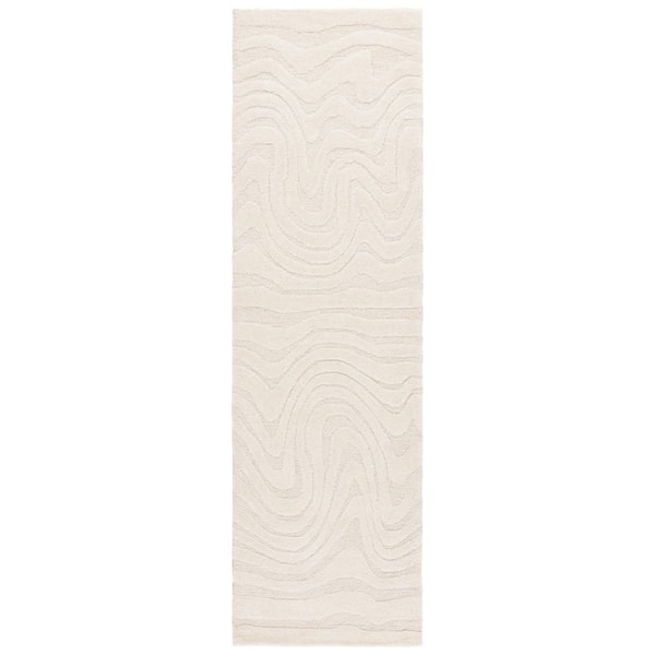 Mykonos 2 ft. x 8 ft. Ivory Wavy High-Low Runner Rug