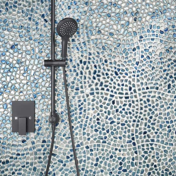 Apollo Tile Phoenix Purple and Blue Mini Squares 12-in x 12-in Polished Glass, Stone Marble Uniform Squares Wall Tile (4.83-sq. ft/ Carton)
