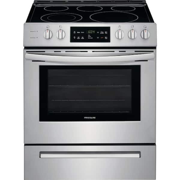 Frigidaire 30 in. 5 Element Slide-In Electric Range in Stainless Steel with Self-Cleaning Oven