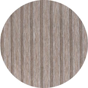 Bo Modern Farmhouse Brown/Natural 6 ft. 7 in. Wide Stripe Round Indoor/Outdoor Area Rug