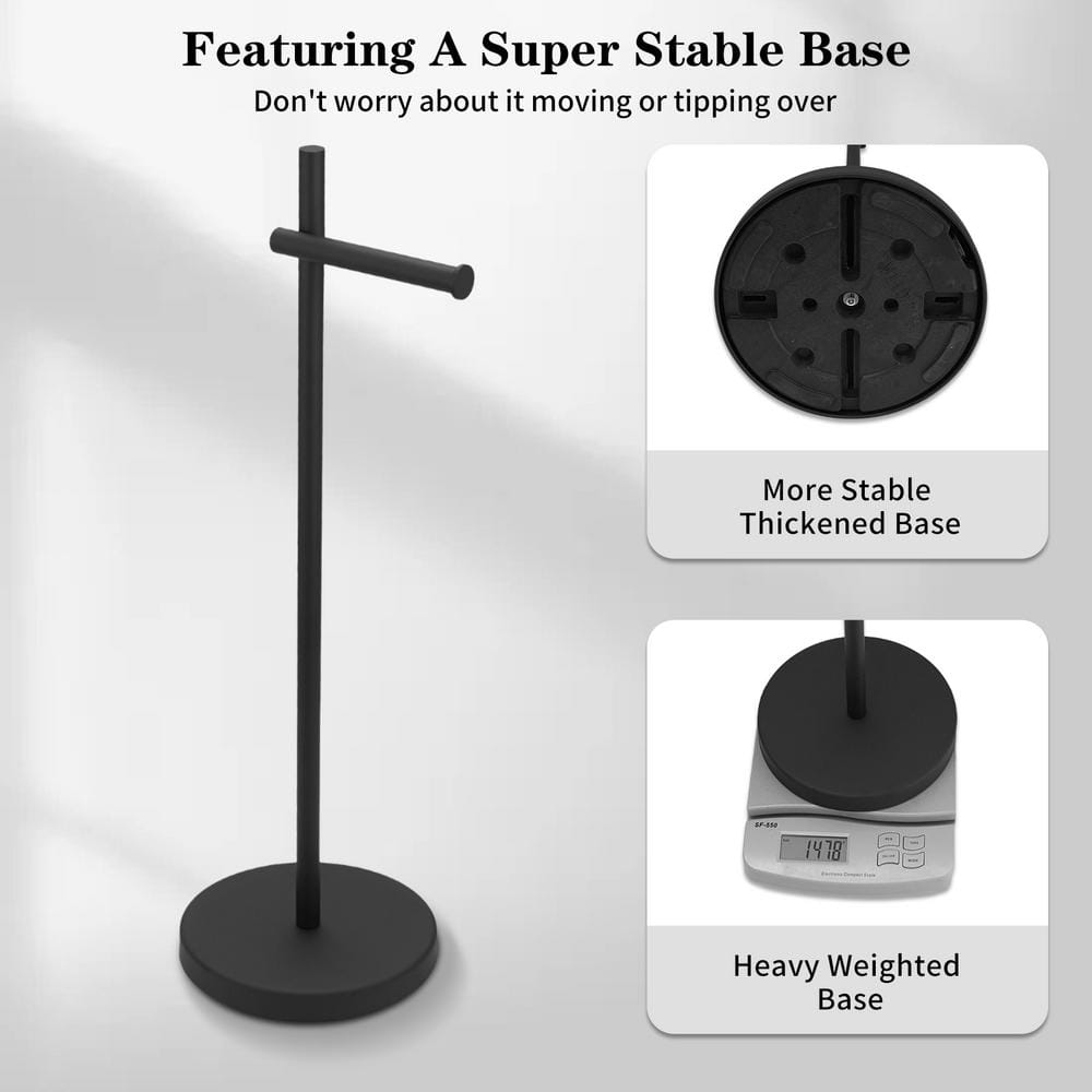 Matte Black Stainless Steel Freestanding Toilet Paper Holder