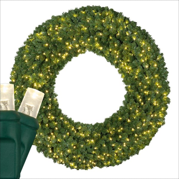 Red Sleigh Sequoia Fir 60 in. Pre-Lit Artificial Commercial Wreath with 400 Warm White LED Lights