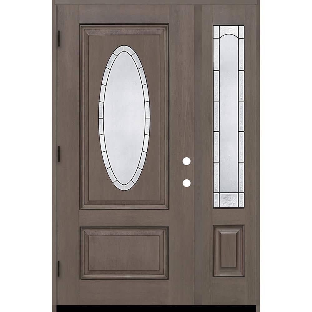 Regency 53 in. x 80 in. 3/4L Oval Empire Glass RHOS Ashwood Mahogany Fiberglass Prehung Front Door w/14in-Full SL 4-9/16 price history on PriceWatchPro
