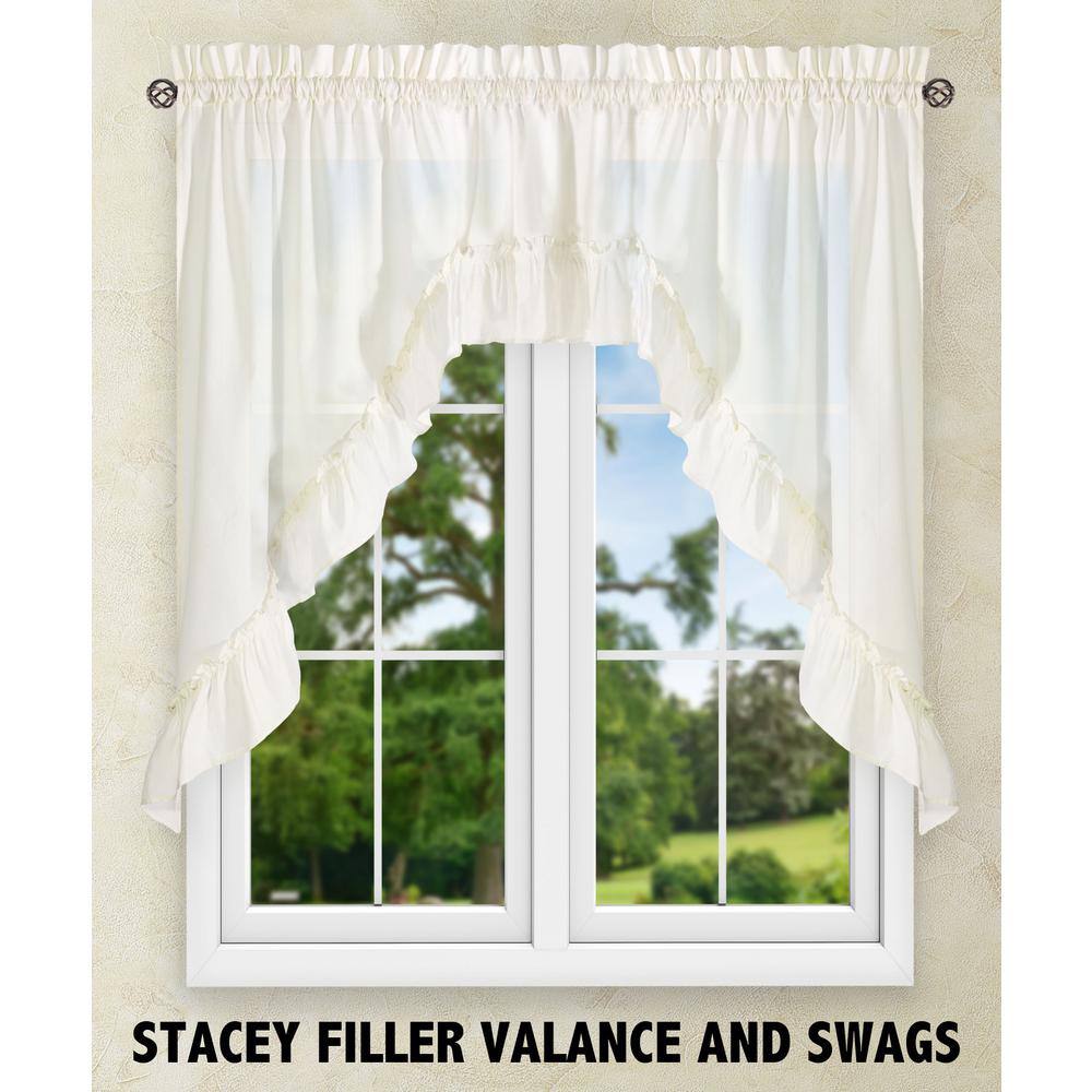 Stacey Cream Polyester Cotton Ruffled Swag Valance Set