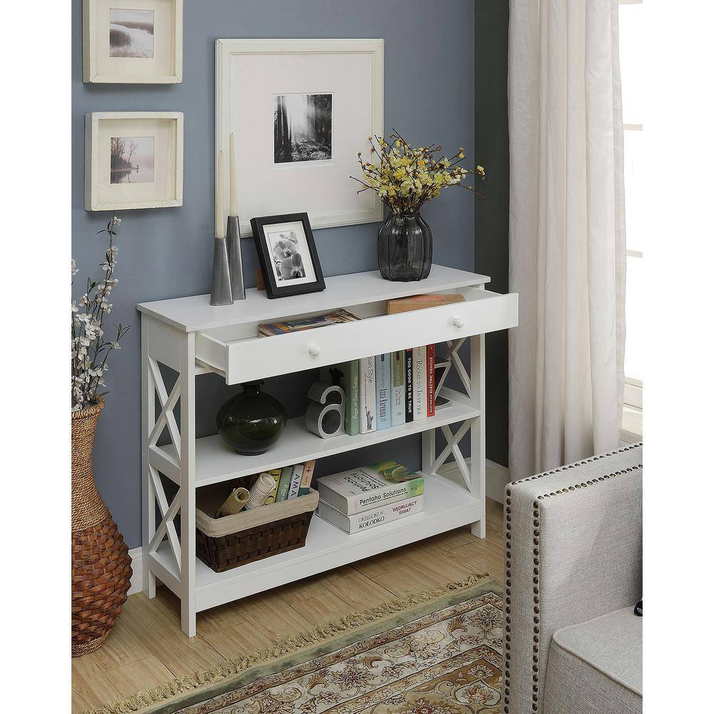 Oxford White Console Table with Drawer and Shelves