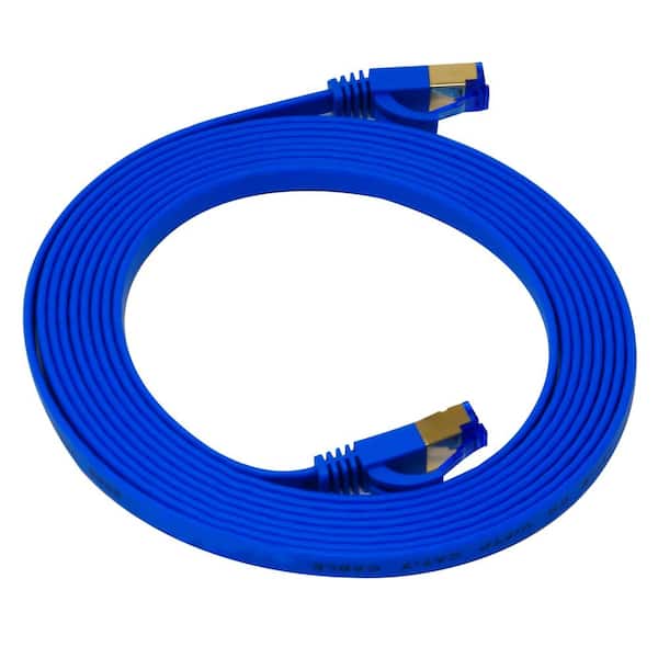 QualGear 10 ft. CAT 7 Flat High-Speed Ethernet Cable - Blue