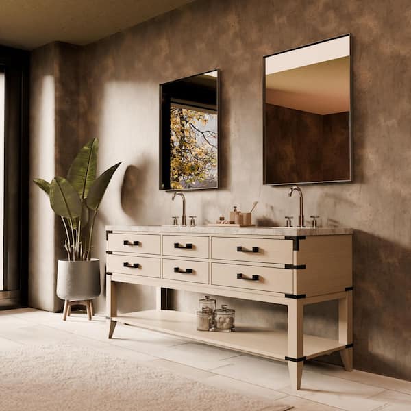 Irvington 72 in. W x 22 in. D White Oak Double Bath Vanity with Carrara Marble Top