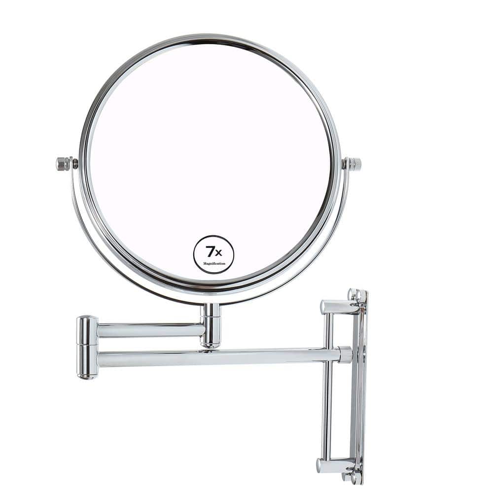 9 in. W x 13 in. H Round Magnifying Telescopic Wall Mounted Bathroom Makeup