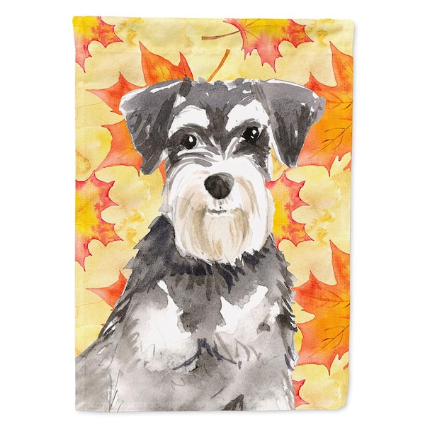 Caroline's Treasures 28 in. x 40 in. Polyester Fall Leaves Schnauzer #2 Flag Canvas House Size 2-Sided Heavyweight