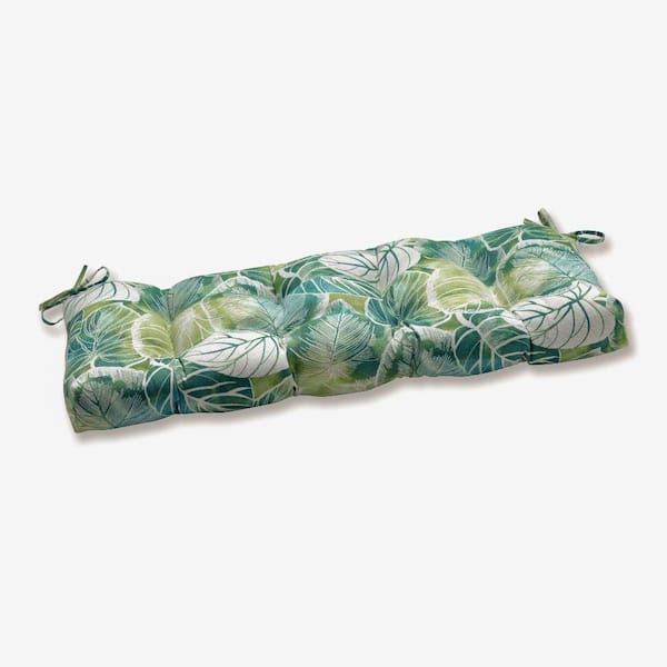 Pillow Perfect Tropical Rectangular Outdoor Bench Cushion in Green