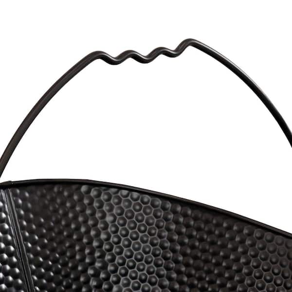 5 Gallon Black Metal Ash Bucket For Fireplace – Includes Shovel & Lid Cover