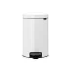NewIcon 3.2 Gal. White Steel Step-On Trash Can