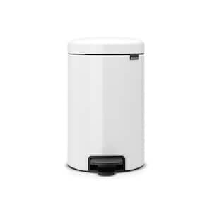 NewIcon 3.2 Gal. White Steel Step-On Trash Can
