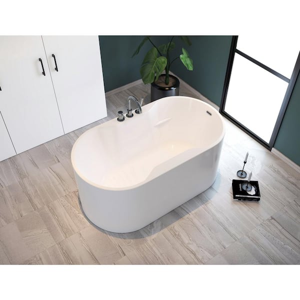 Palmer 56 in. Acrylic Flatbottom Freestanding Bathtub in White Palmer 56 in. Acrylic Flatbottom Freestanding Bathtub in White