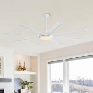 72 in. LED Standard Ceiling Fan Indoor White Ceiling Fan with Remote Control and Light Kit Included
