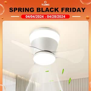 22.4 in. Dimmable LED Modern Indoor Low Profile White Flush Mount Ceiling Fan Light with Remote and App Control