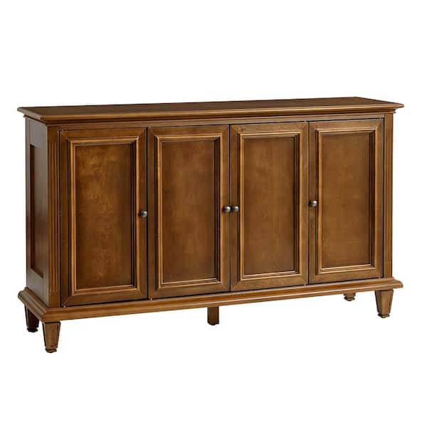 JAYDEN CREATION Morgan Walnut Traditional 58 in. W MDF Sideboard with Wine Bottle Storage and Adjustable Shelves