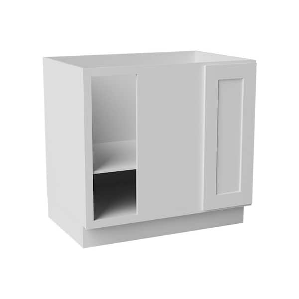 36 in. W x 24 in. D x 34.5 in. H Ready to Assemble Solid Wood Shaker Base Blind Corner Kitchen Cabinet in White