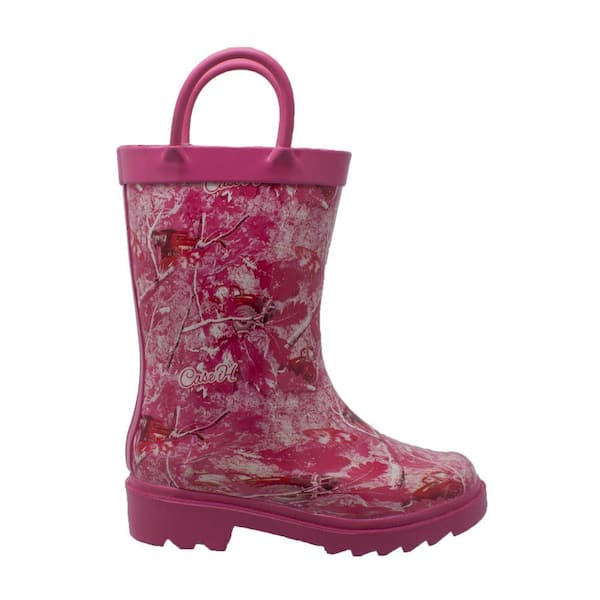 Girls Rubber Rain Boots - Camo Pink Size 1