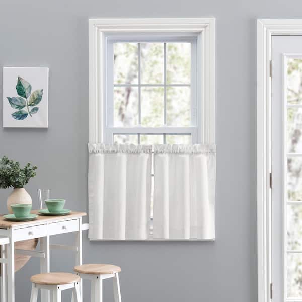 Ellis Curtain Stacey Ice Cream Solid 56 in. W x 24 in. L Rod Pocket Tailored Tier Pair