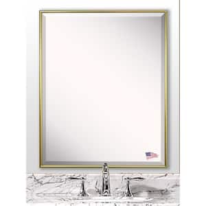24 in. W x 30 in. H Framed Rectangular Beveled Edge Bathroom Vanity Mirror in Gold