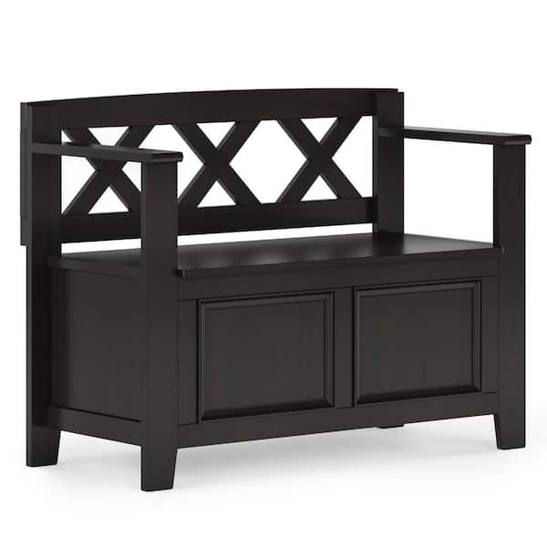 Simpli Home Amherst Hickory Brown Dining Bench Small Entryway