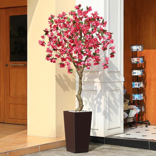 4FT Artificial Bougainvillea Topiary Tree, Iron Framework Design Bougainvillea Plant Home Garden Beauty Decor Foldable Design Set Of 2 P 43801634