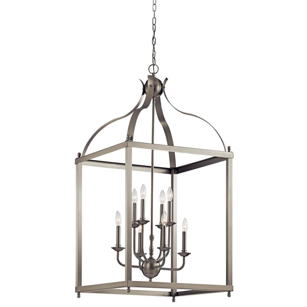 Larkin 47.75" 8-Light Brushed Nickel Outdoor Cage Chandelier