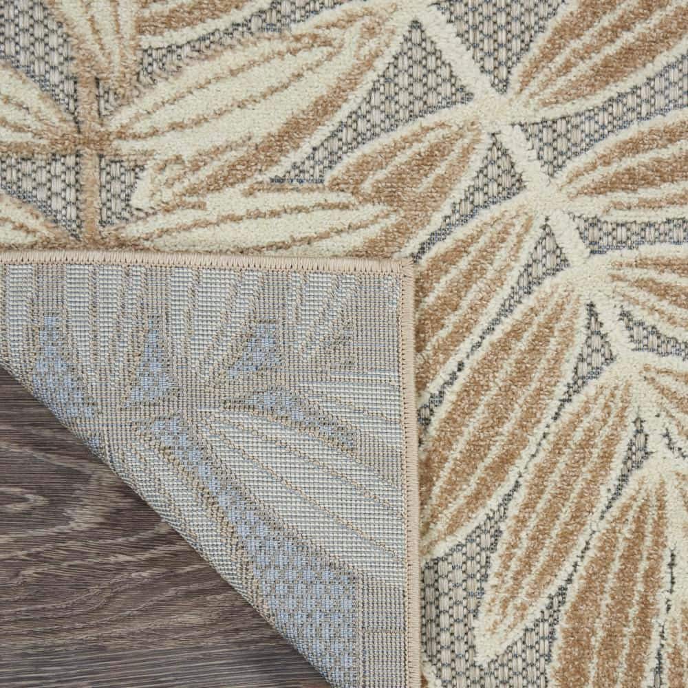 Aloha Natural & Ivory Leaf Design 32" x 4" Outdoor Area Rug