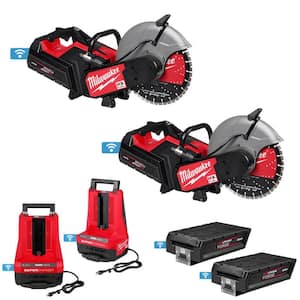 MX FUEL Lithium-Ion 14 in. Cut-Off Saw Kit with (2) XC 8.0 Batteries and Super Charger (2-Pack)