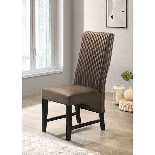 Coaster Barrand Chocolate Channel Tufted Corduroy Upholstered Solid Back Dining Side Chair Set of 2