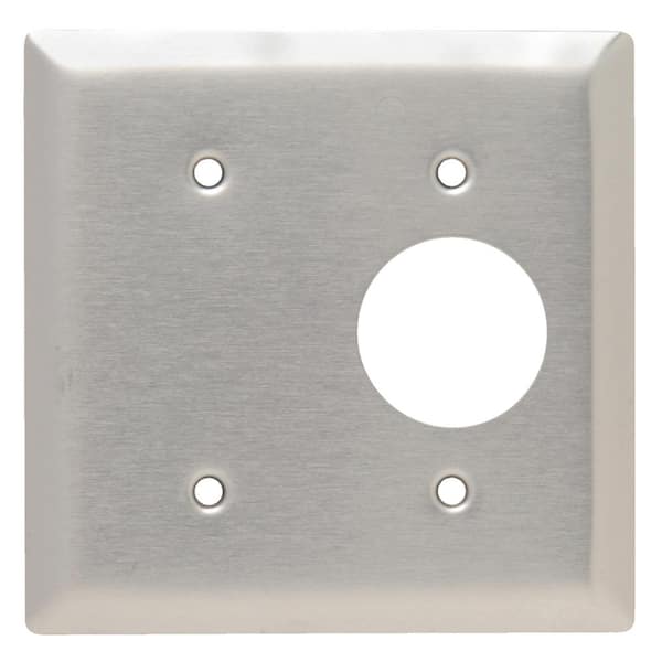 Legrand Pass & Seymour 302/304 S/S 2 Gang 1 Single Outlet 1 Strap Mount Blank Wall Plate, Stainless Steel (1-Pack)