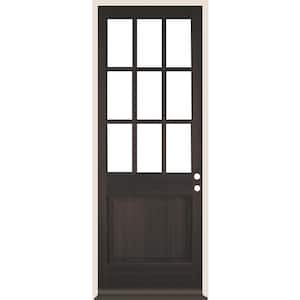 36 in. x 96 in. 9-Lite with Beveled Glass Left Hand Black Stain Douglas Fir Prehung Front Door