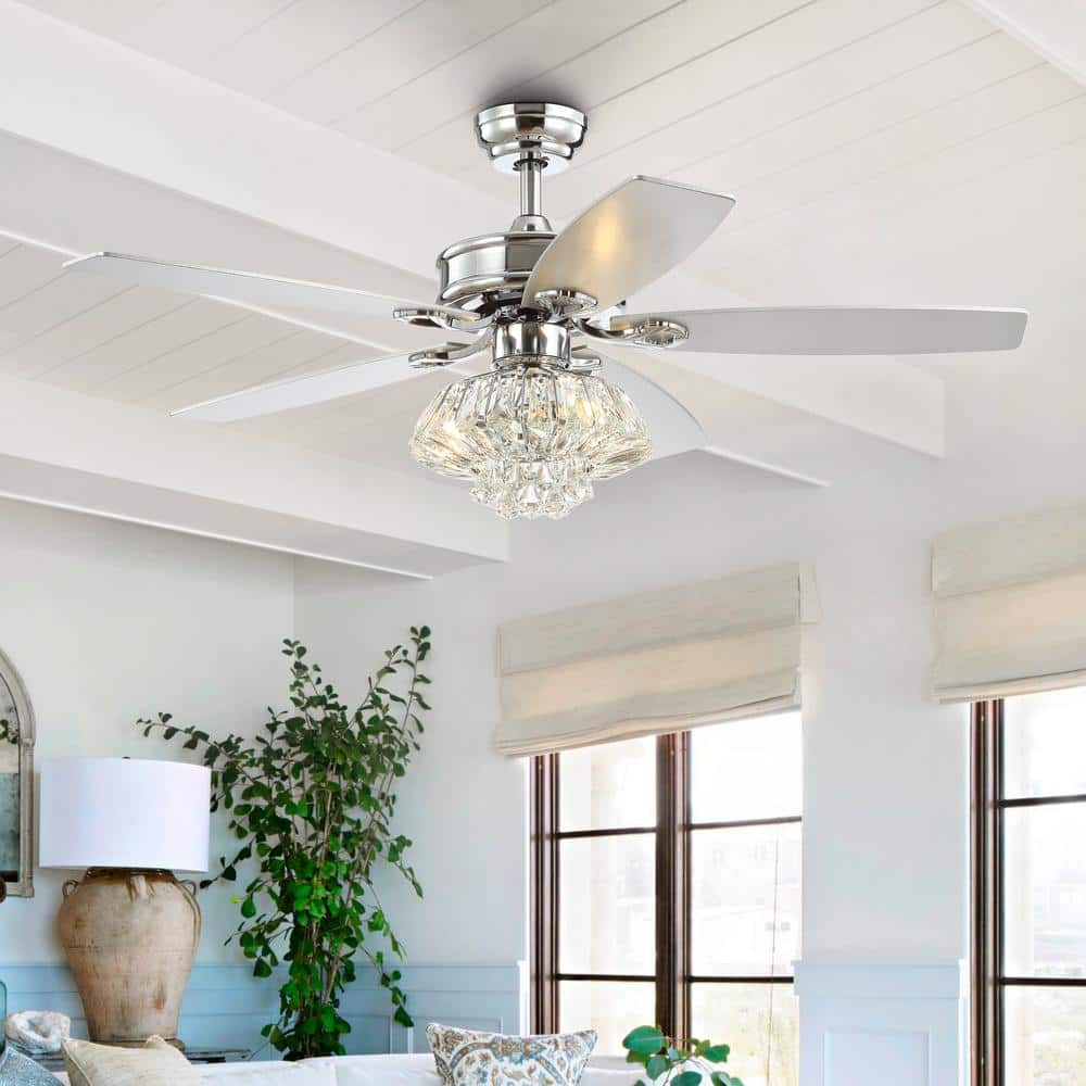Kate 48" Chrome Crystal Drum LED Ceiling Fan with Remote
