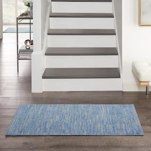 Essentials doormat 2 ft. x 4 ft. Blue/Gray Solid Contemporary Indoor/Outdoor Patio Kitchen Area Rug