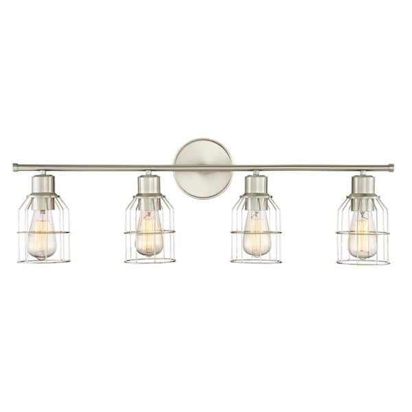 Savoy House 32 in. W x 11 in. H 4-Light Brushed Nickel Bathroom Vanity Light
