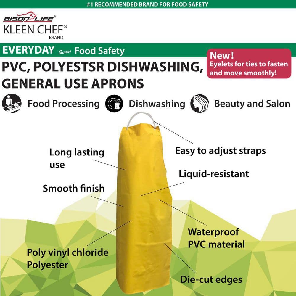 Small Yellow Waterproof Vinyl Bib Apron with Adjustable Neck