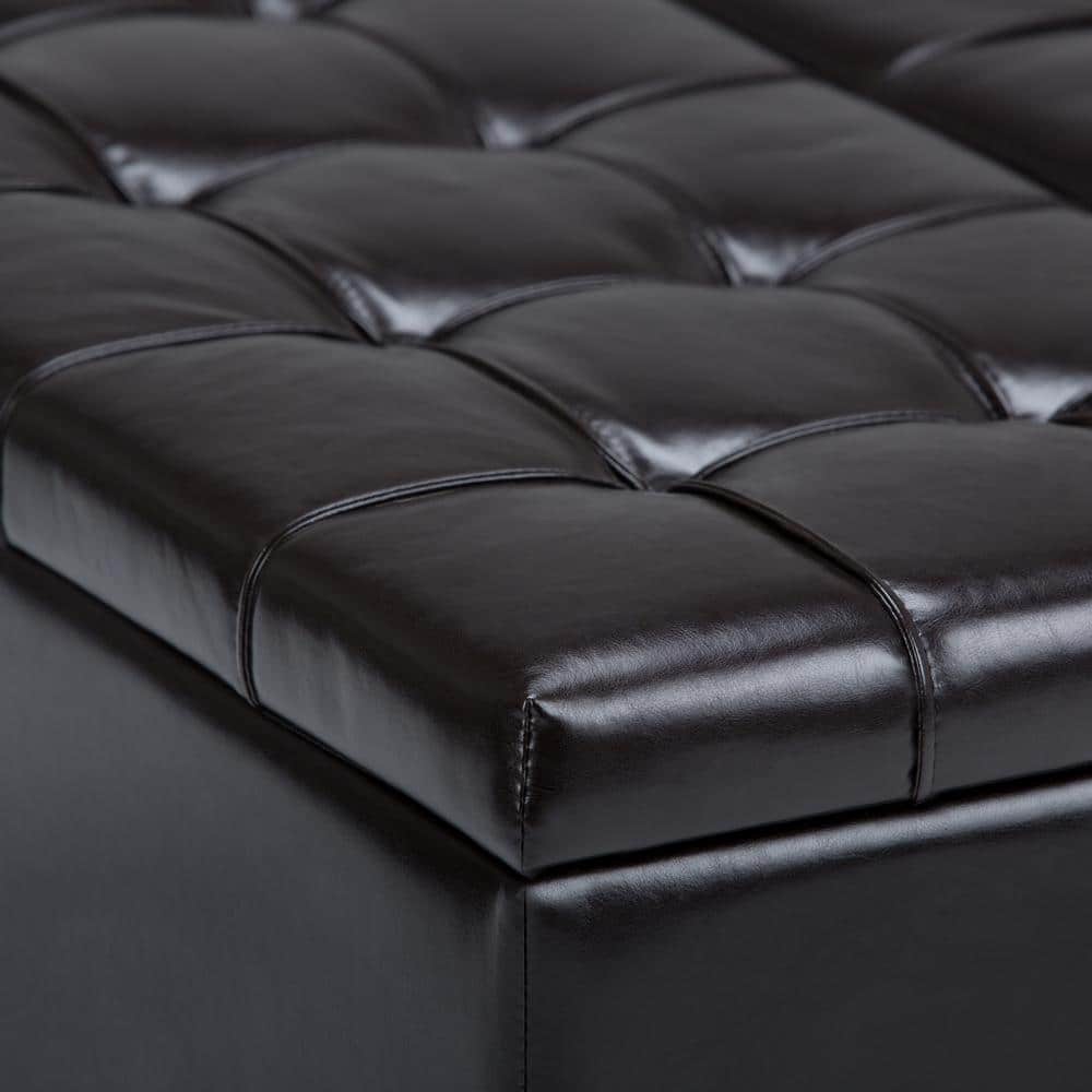 Harrison 36" Tanner's Brown Faux Leather Tufted Cocktail Ottoman