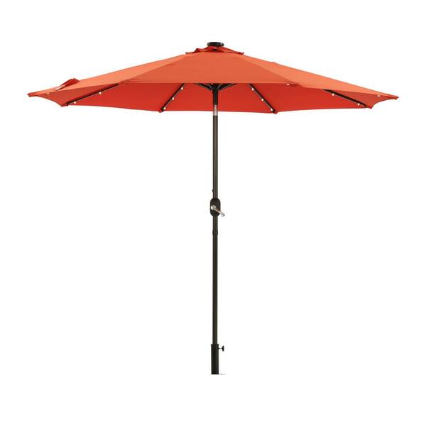 Unbranded 9 ft. Aluminum Market Solar Patio Umbrella in Orange with Crank lift