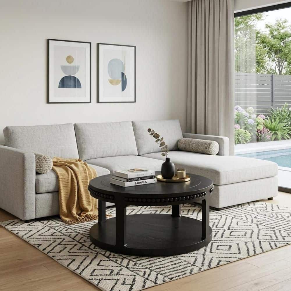 31.50 in. Black Round Manufactured Wood Coffee Table with No price history on PriceWatchPro