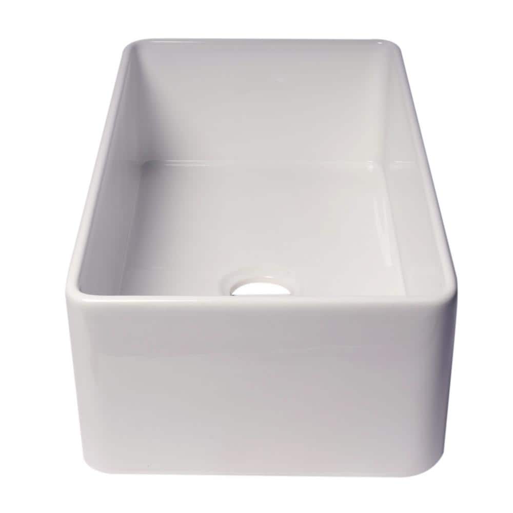 White Fireclay 36" Farmhouse Drop-in Kitchen Sink