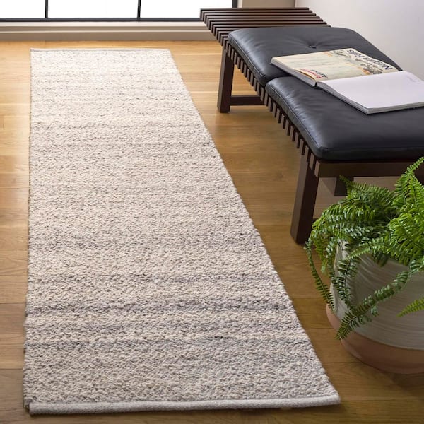 Natura 2 ft. x 8 ft. Taupe/Gray Solid Distressed Runner Rug