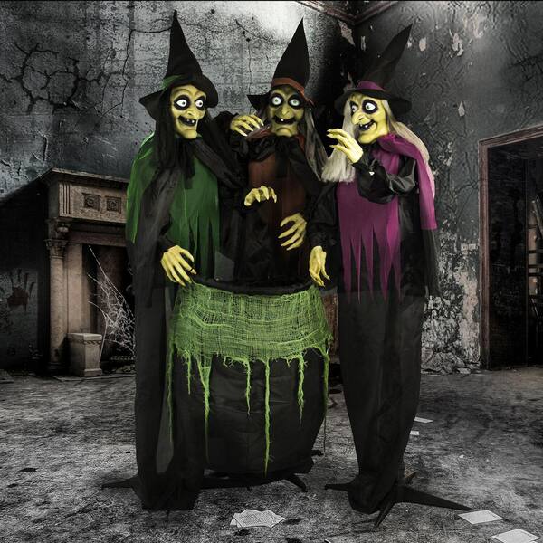 Haunted Hill Farm 67 in. Touch Activated Animatronic Witches ...