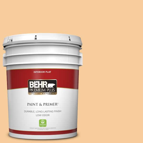 BEHR PREMIUM PLUS 5 gal. #300C-3 Bagel Flat Low Odor Interior Paint & Primer