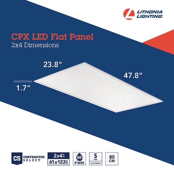 Lithonia Lighting CPX 23.8 in x 47.8 in. 200-Watt Equivalence 4000 Lumen Integrated LED White Troffer Light 4000K (2-Pack)