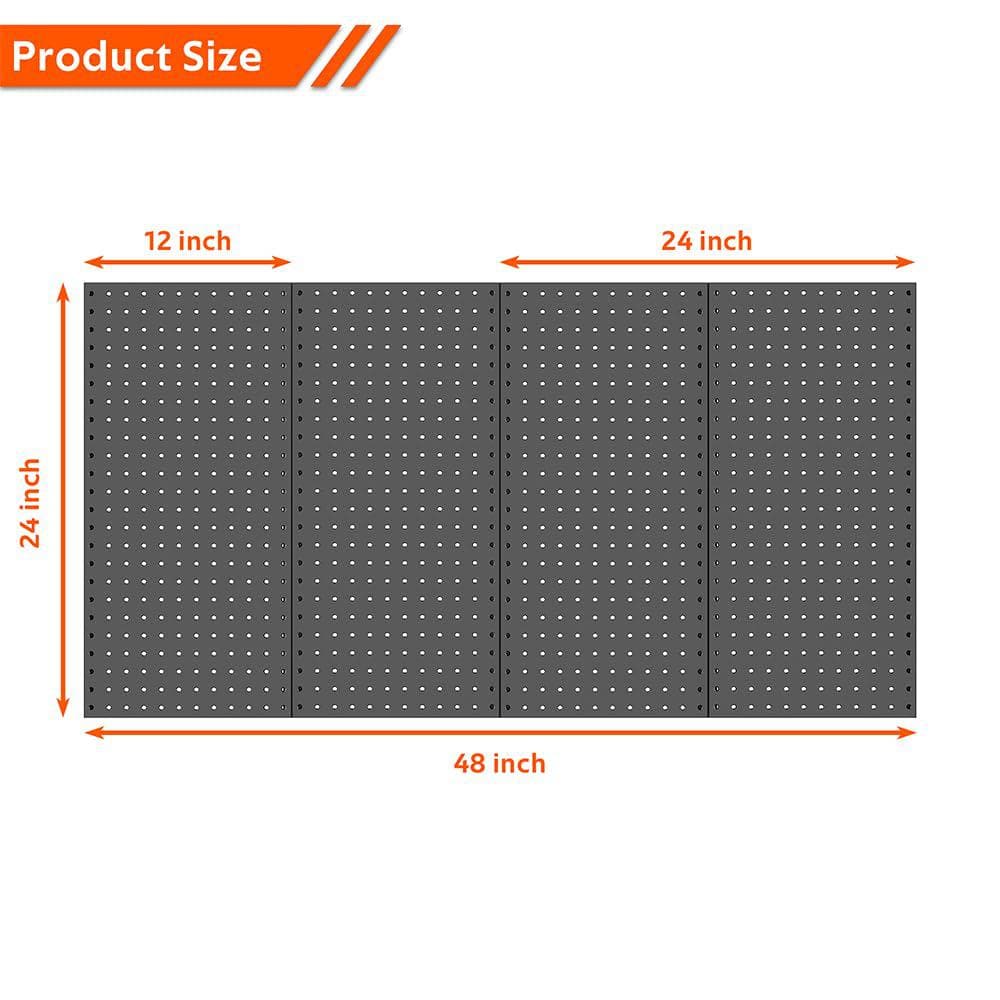 Black Heavy Duty Steel Pegboard Panels for Garage Tool Storage (4-Pack)
