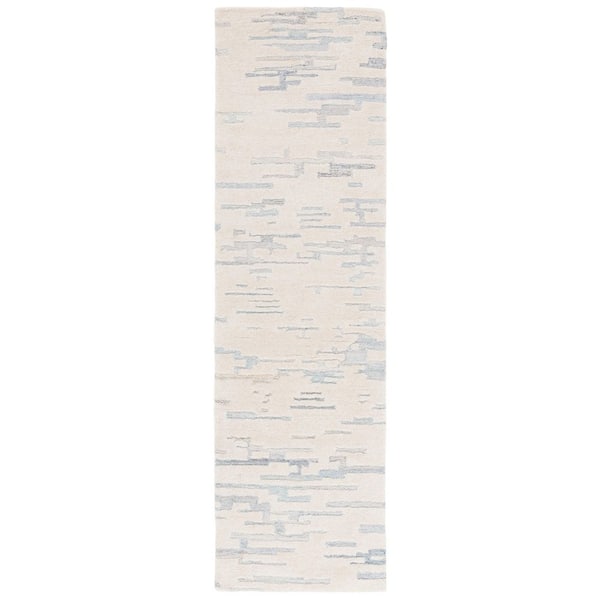 Renewal 2 ft. x 8 ft. Ivory/Light Blue Abstract Runner Rug