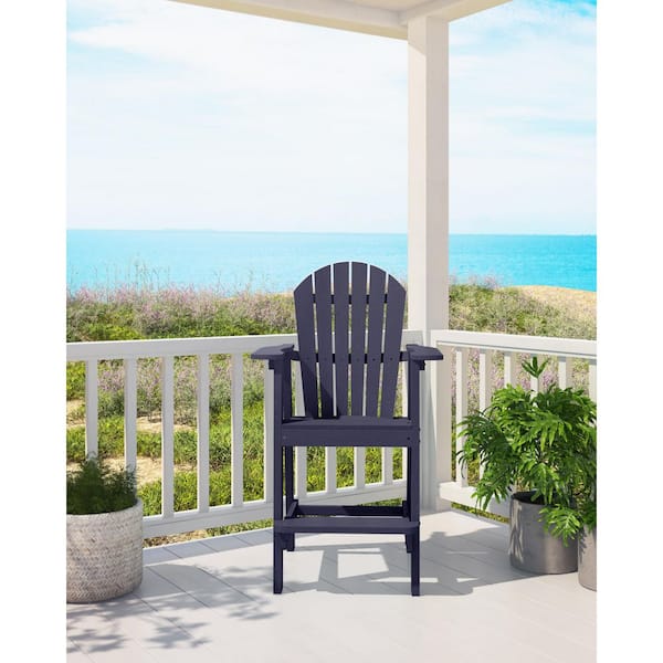AUTMOON Classic Navy Tall Balcony Adirondack Chair (1-Pack)