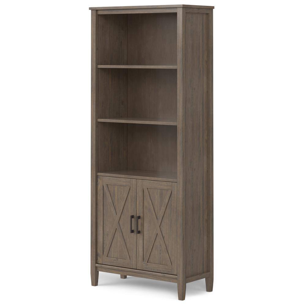 Ela Smoky Brown Solid Wood Adjustable Bookcase with Doors